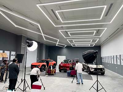 Automobile industry corporate video production showcasing a car showroom